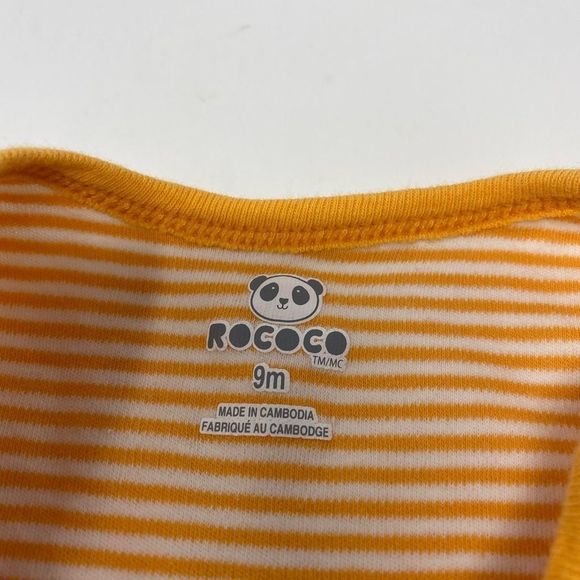 Rococo | 3/$15 Baby Orange and White Striped Diaper Shirt - Picture 3 of 3